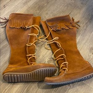 Minnetonka moccasins knee high boots